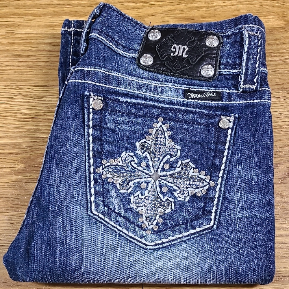 MISS ME VINTAGE JEANS JUNIORS 29 GIRLS PRE-OWNED JP5342B2 BOOT DENIM